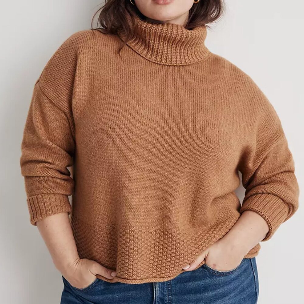 NWOT Madewell Sadler Turtleneck Sweater in Camel 3X